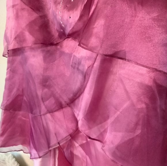 MANNY OCAMPO Pink ombre tiered strapless dress sequin floral prom wedding formal - Picture 4 of 9